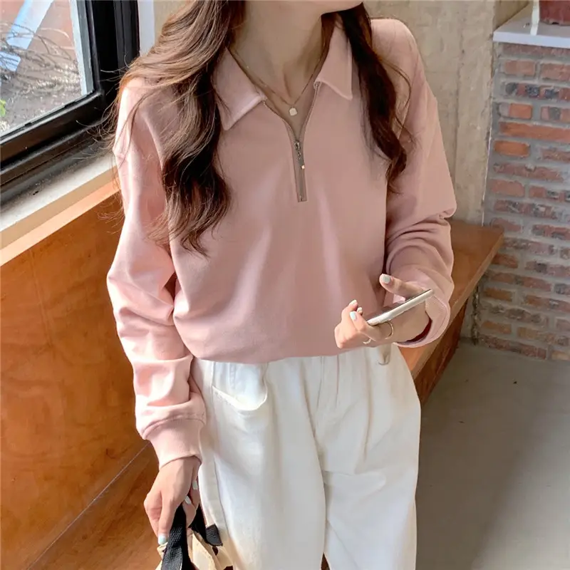 Women's 2022 Spring Sweater Polo Zipper Top — feature 9