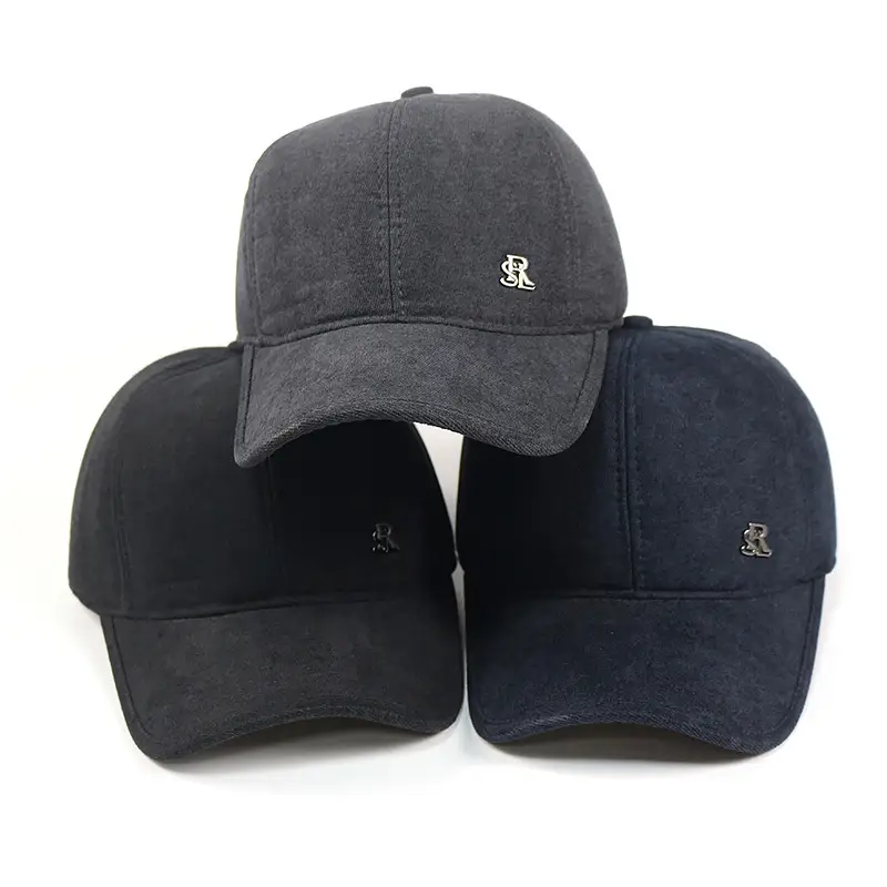 Men's Winter Wool Cap Grey Blue Ear Flaps