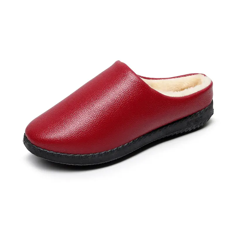 26 New Models of Winter Women's Cotton Slippers for Home Use, Warm and Thickened with Fleece, Pu Waterproof, Soft Sole, Non-Slip, Suitable for Middle-Aged and Elderly Mothers - Image 10