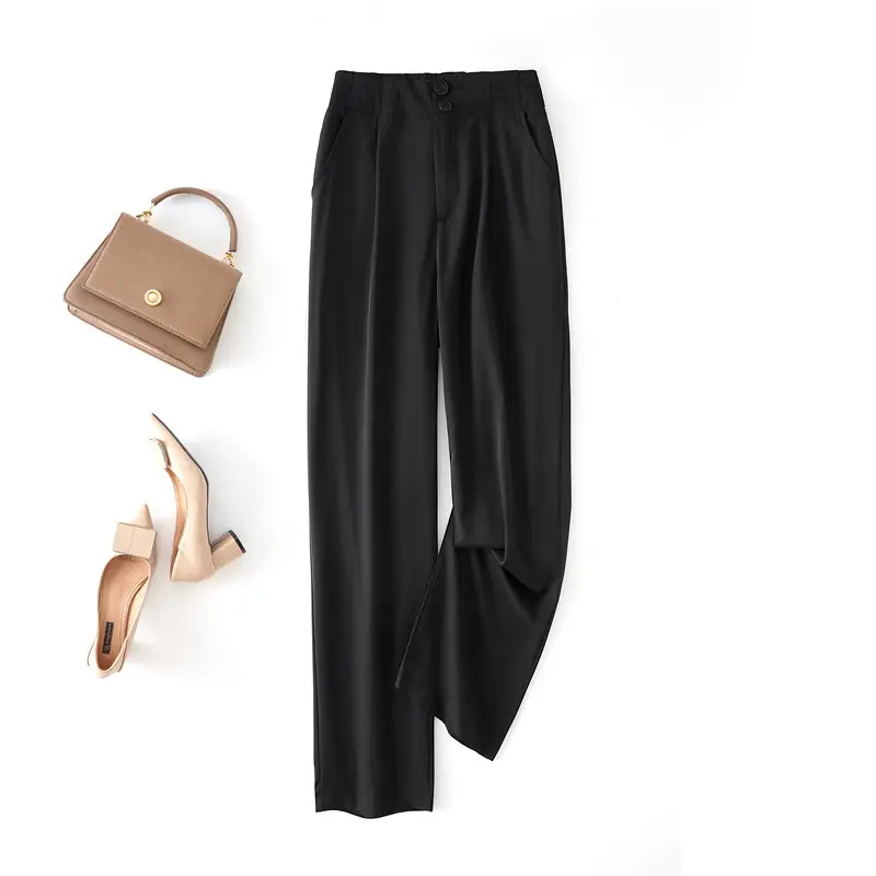 Women Wide Leg Pants Solid Color High Waist Draping 2023 — feature 6