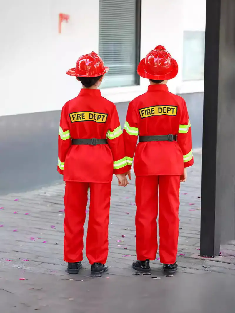 Children's Red Fireman Suit with Reflective Stripes - Image 22