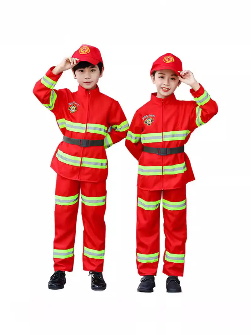 Children's Red Fireman Suit with Reflective Stripes - Image 24