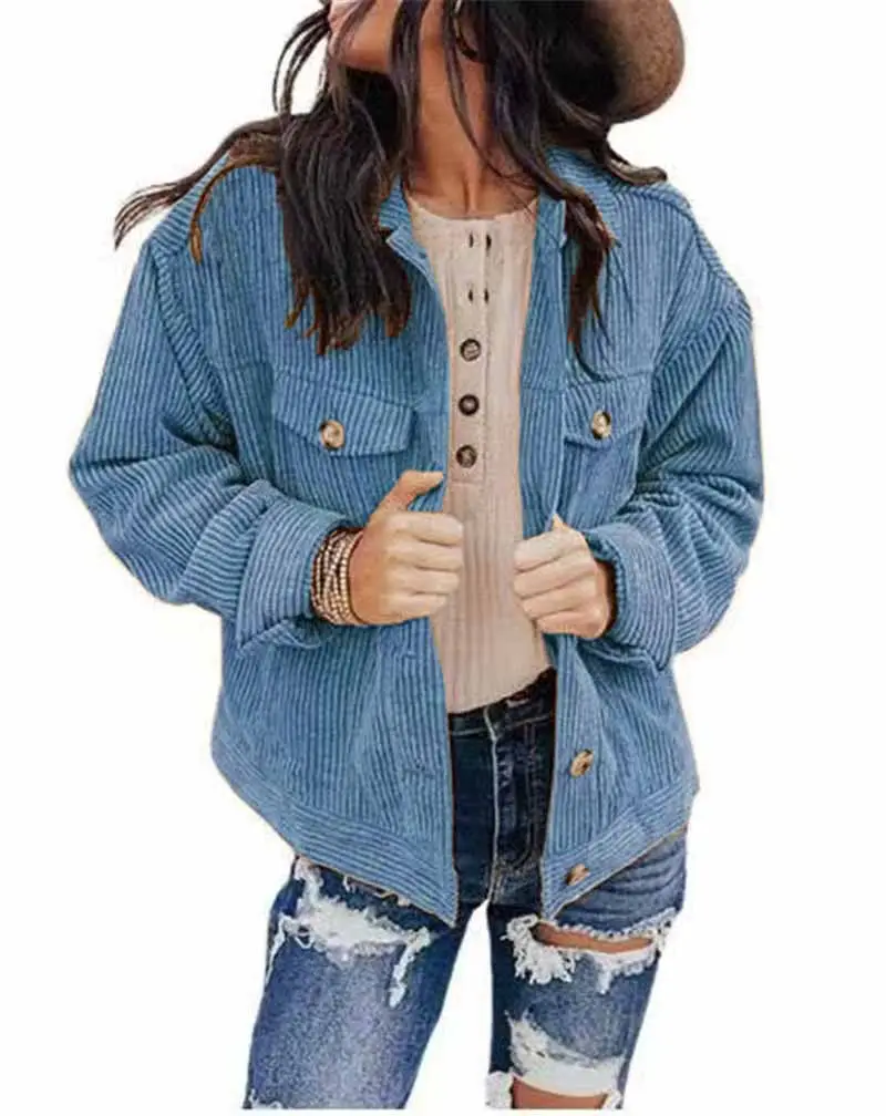 Women's Blue Cardigan Jacket 2022 Winter Casual Wear - Image 8