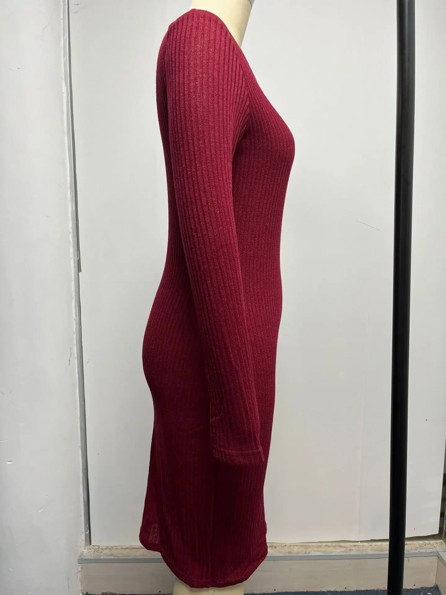 2025 Knitted V Neck Sweater Skirt Set Magenta — feature 8