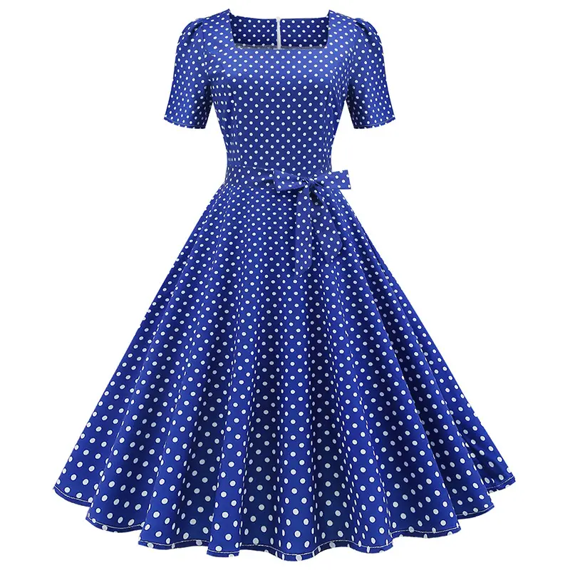 Black Polka Dot Swirl Dress for Women
