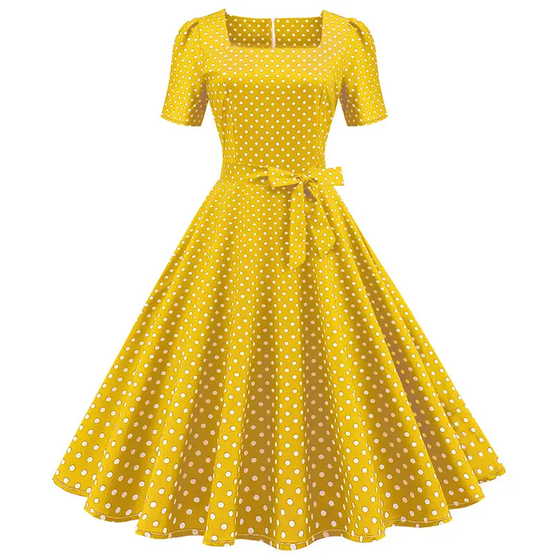 Black Polka Dot Swirl Dress for Women