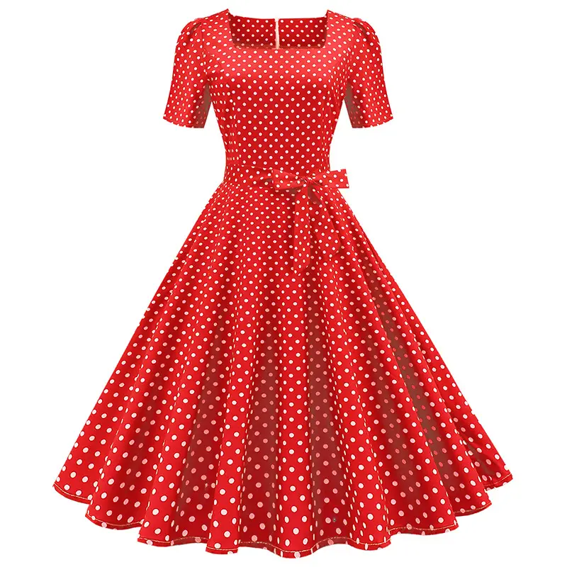 Black Polka Dot Swirl Dress for Women