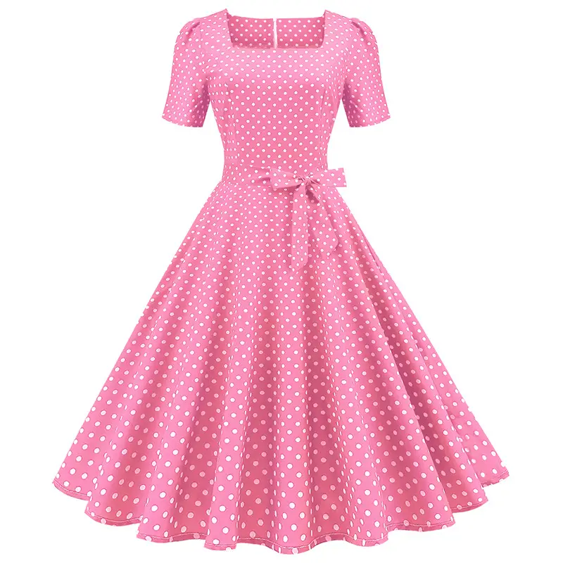 Black Polka Dot Swirl Dress for Women