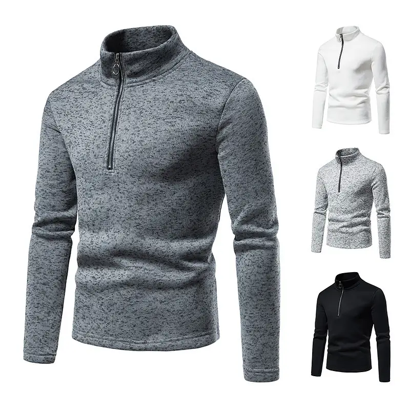 Men's 2022 Slim Fit Zipper Hoodie Black Grey Gray