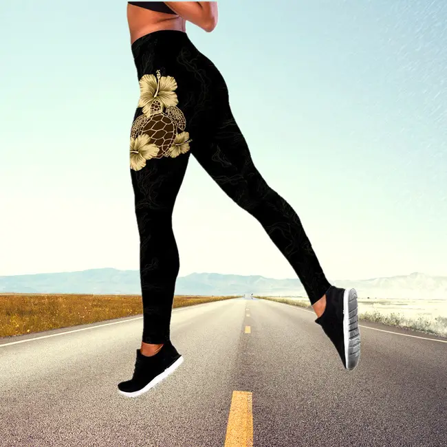 2023 Butterfly Print High Waist Yoga Pants Plus Size Pink - Image 3