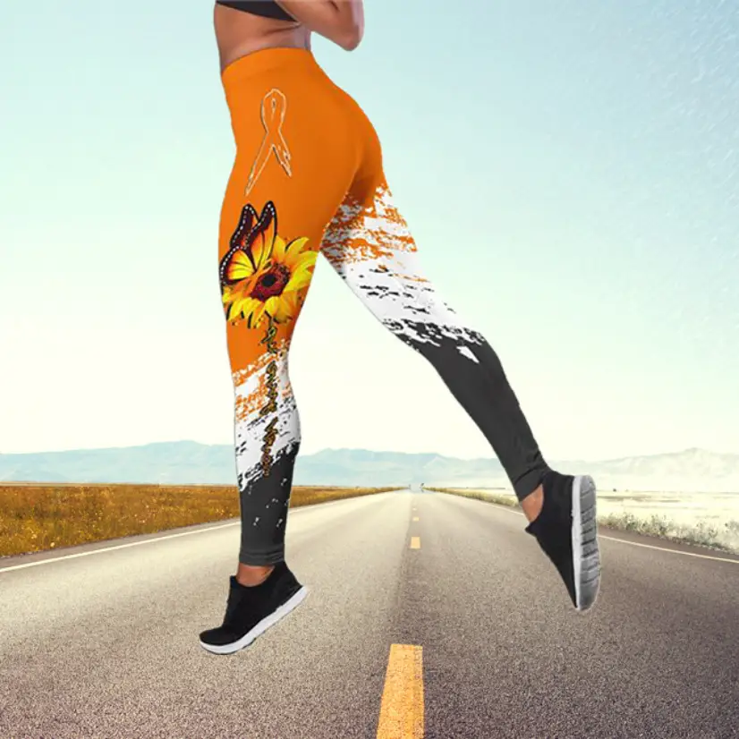 2023 Butterfly Print High Waist Yoga Pants Plus Size Pink - Image 5