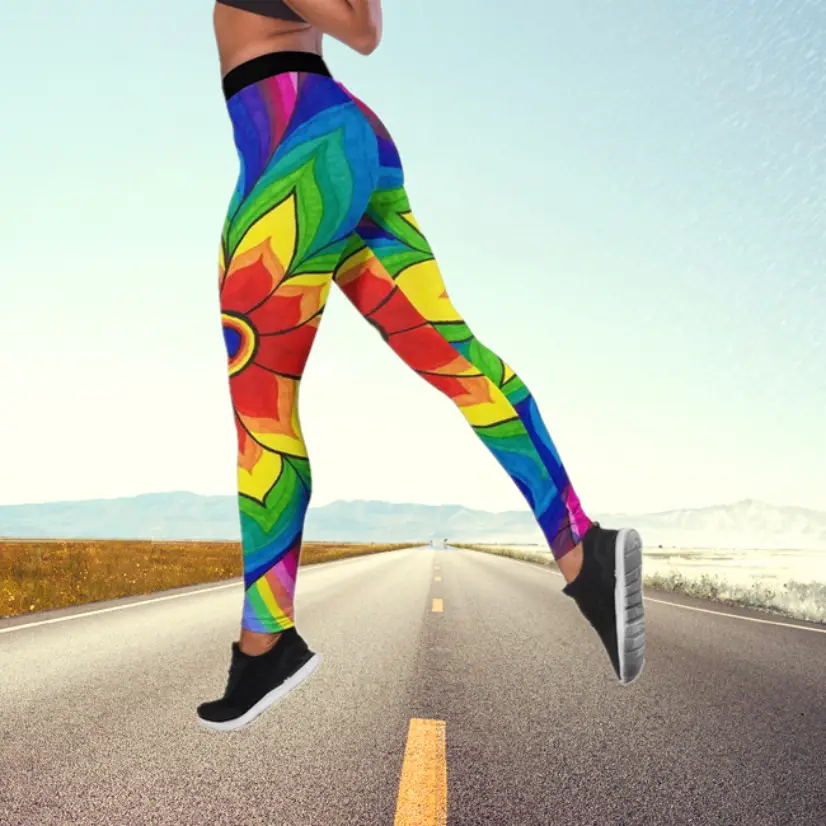 2023 Butterfly Print High Waist Yoga Pants Plus Size Pink - Image 7