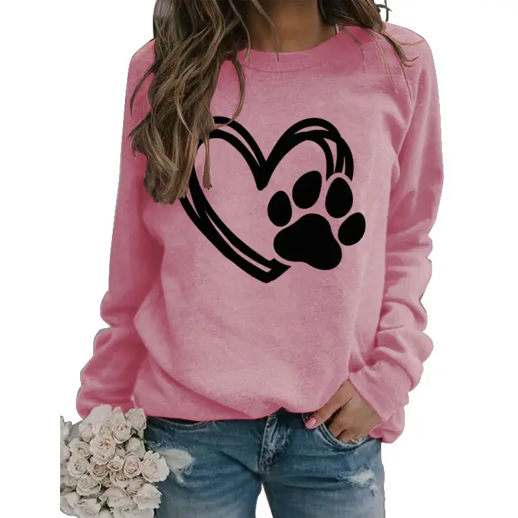 Green Turtleneck Sweatshirt with Heart Paw Print