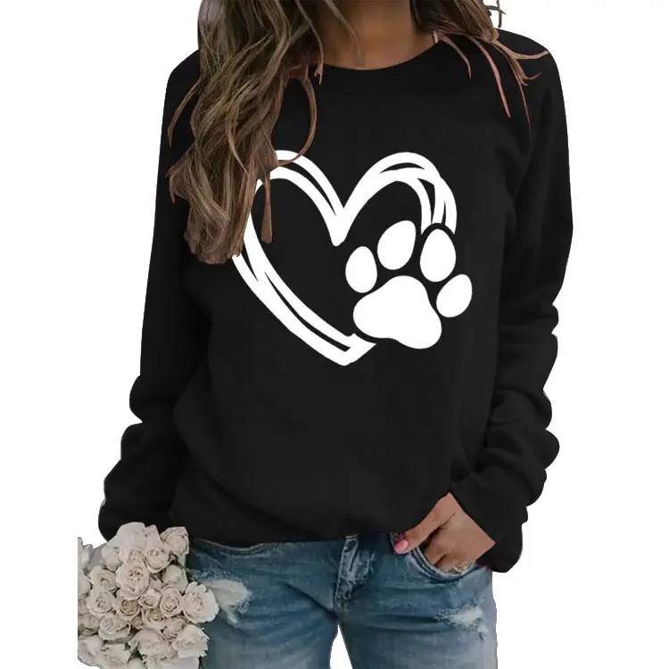 Green Turtleneck Sweatshirt with Heart Paw Print