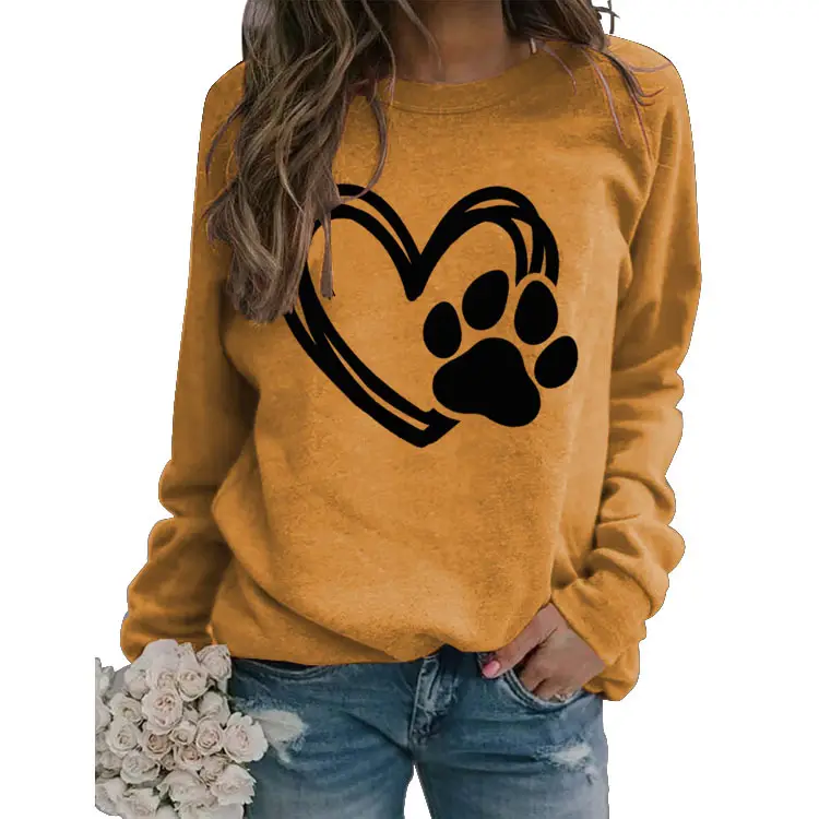 Green Turtleneck Sweatshirt with Heart Paw Print