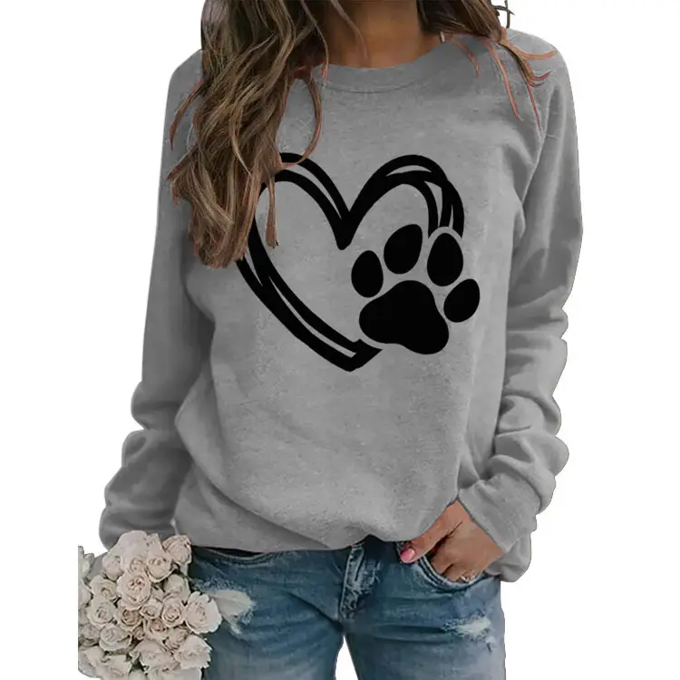 Green Turtleneck Sweatshirt with Heart Paw Print