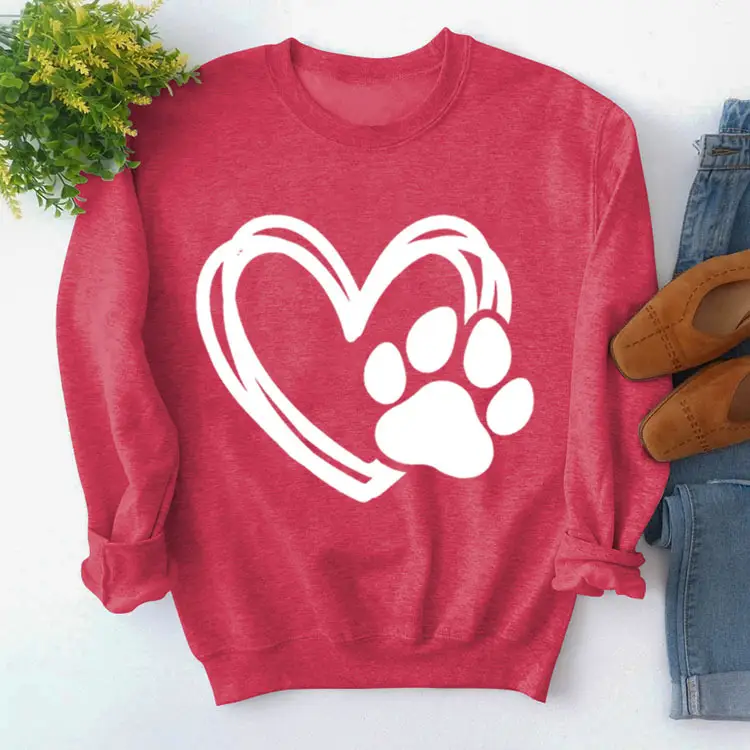 Green Turtleneck Sweatshirt with Heart Paw Print