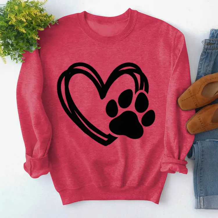 Green Turtleneck Sweatshirt with Heart Paw Print