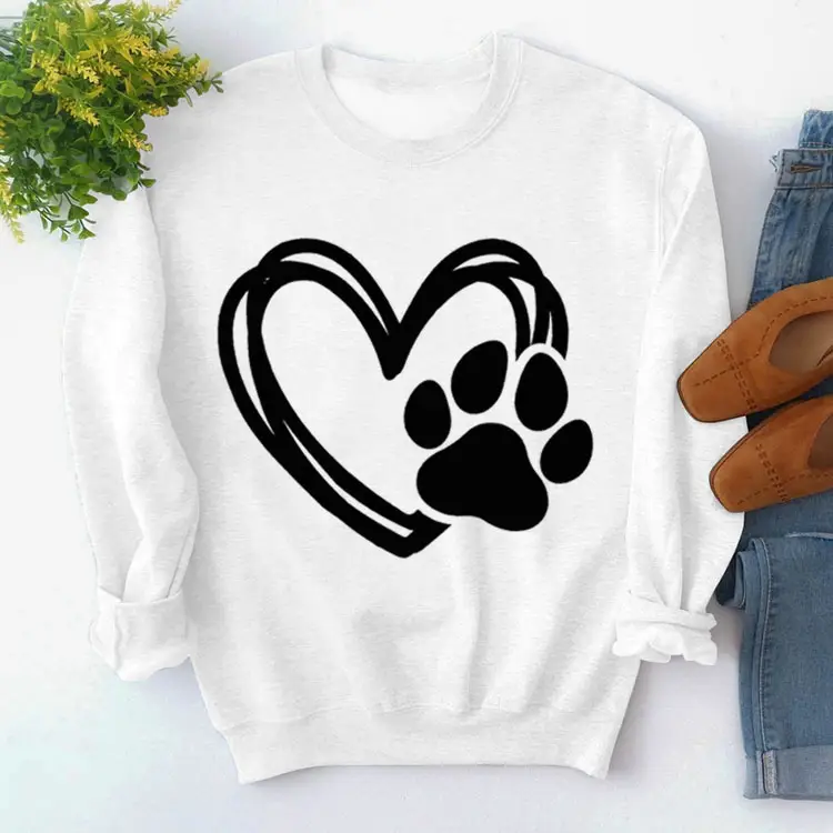 Green Turtleneck Sweatshirt with Heart Paw Print