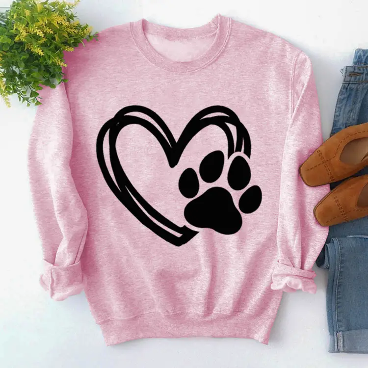 Green Turtleneck Sweatshirt with Heart Paw Print