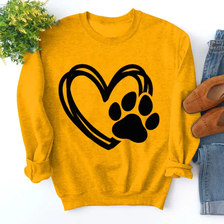 Green Turtleneck Sweatshirt with Heart Paw Print