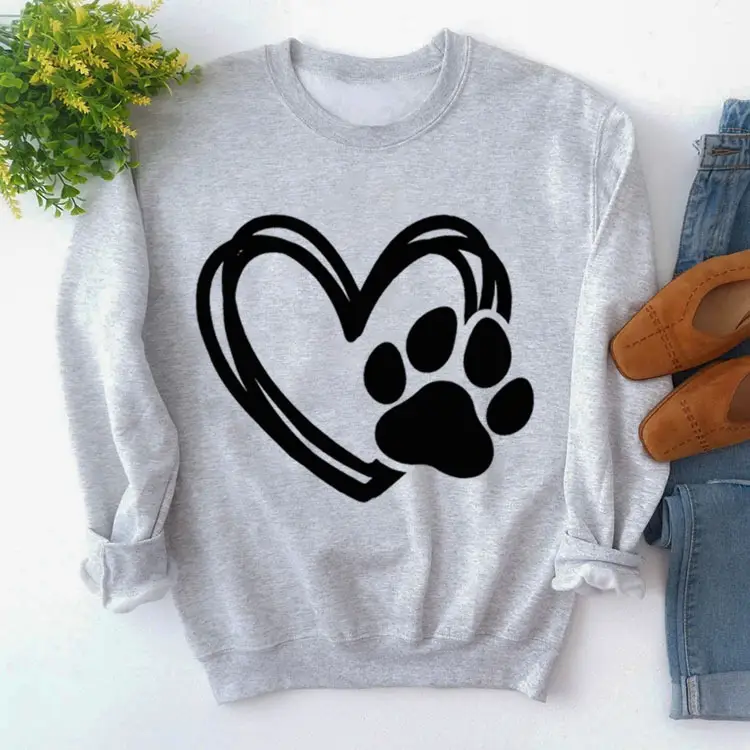 Green Turtleneck Sweatshirt with Heart Paw Print