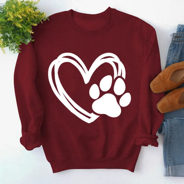 Green Turtleneck Sweatshirt with Heart Paw Print
