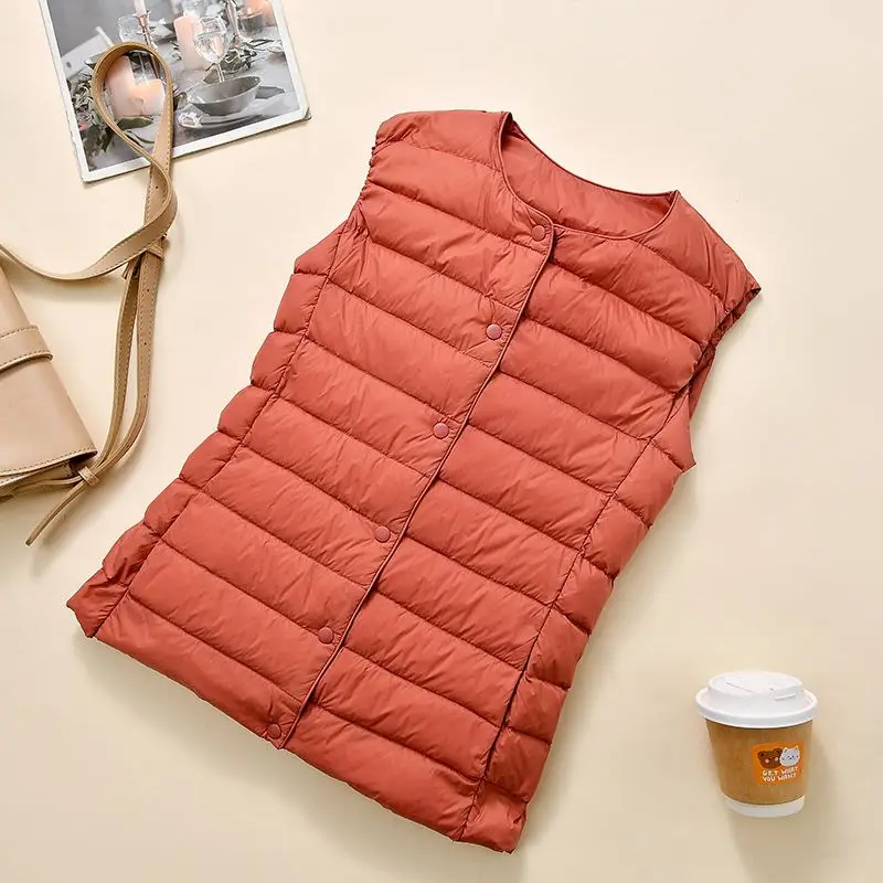 Women's Light Grey Waistcoat Jacket with Duck Down Fill - Image 11
