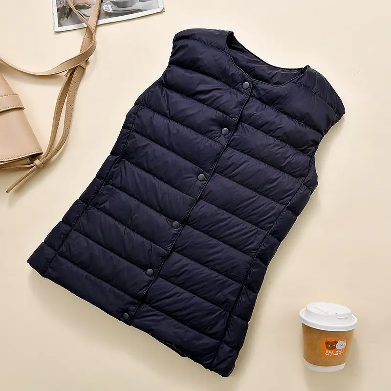 Women's Light Grey Waistcoat Jacket with Duck Down Fill - Image 12
