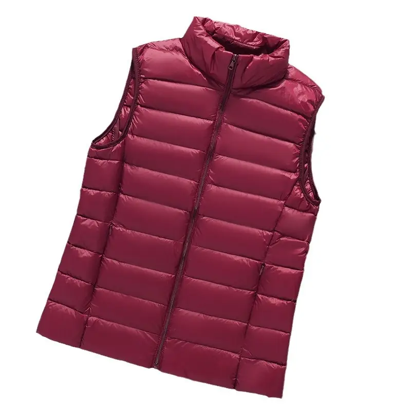 Women Red Stand Collar Puffer Vest Large Winter Lightweight Vest - Image 16