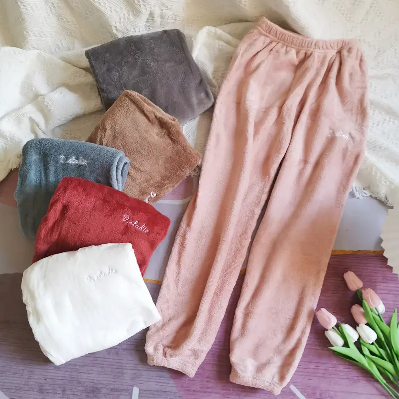 Coral Fleece Warm Loose Cropped Pants Set