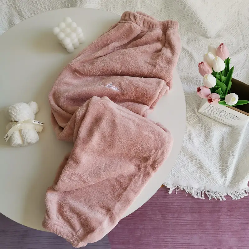 Coral Fleece Warm Loose Cropped Pants Set