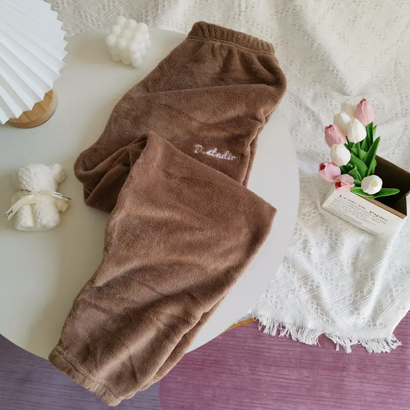 Coral Fleece Warm Loose Cropped Pants Set