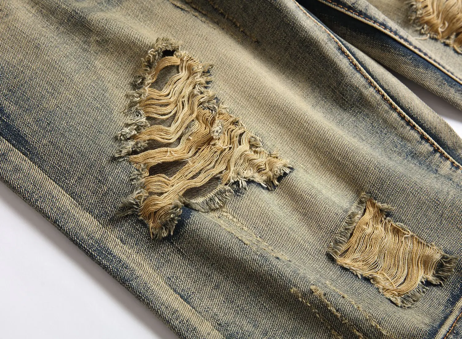 Men Denim Shorts with Multiple Hole Design — feature 10