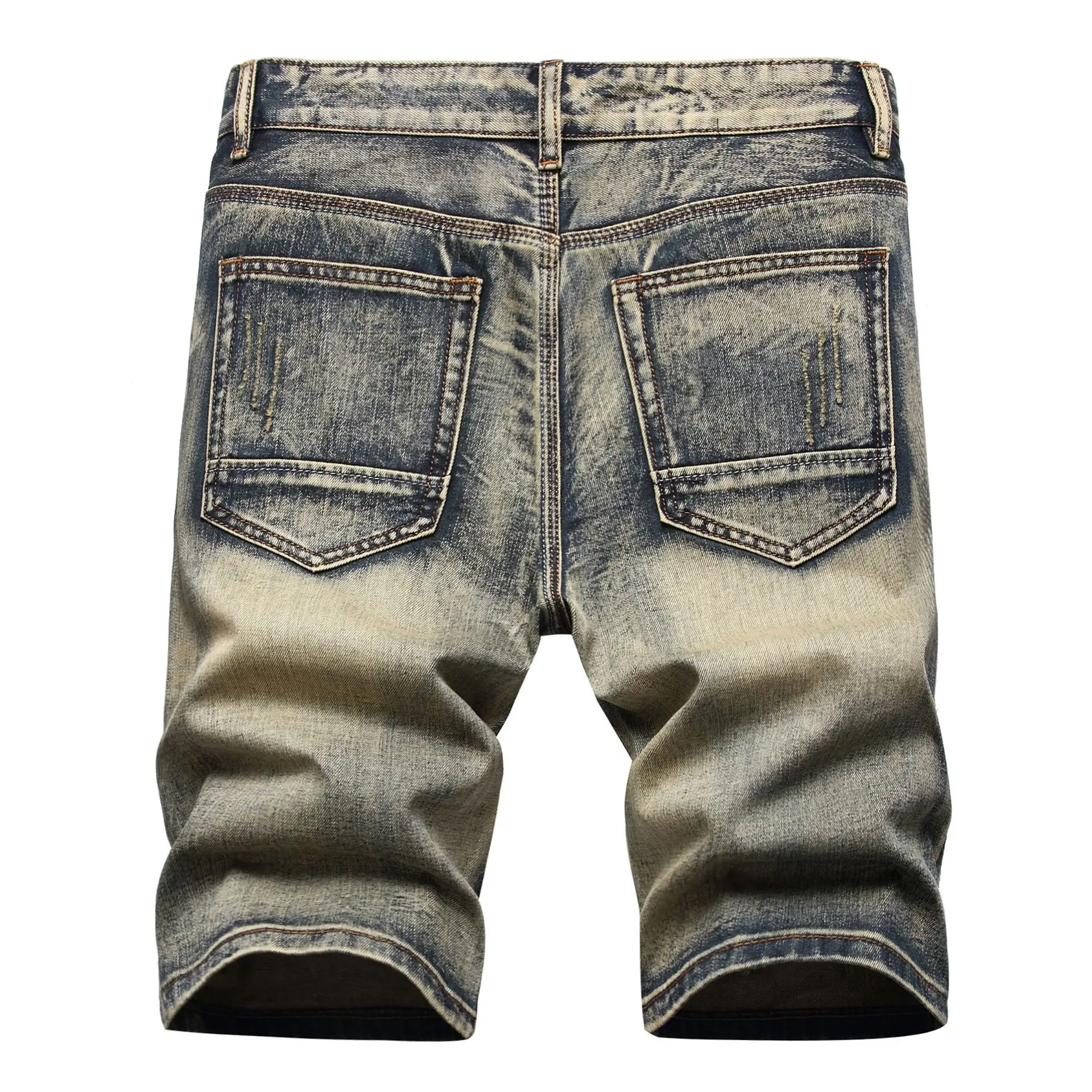 Men Denim Shorts with Multiple Hole Design — feature 3