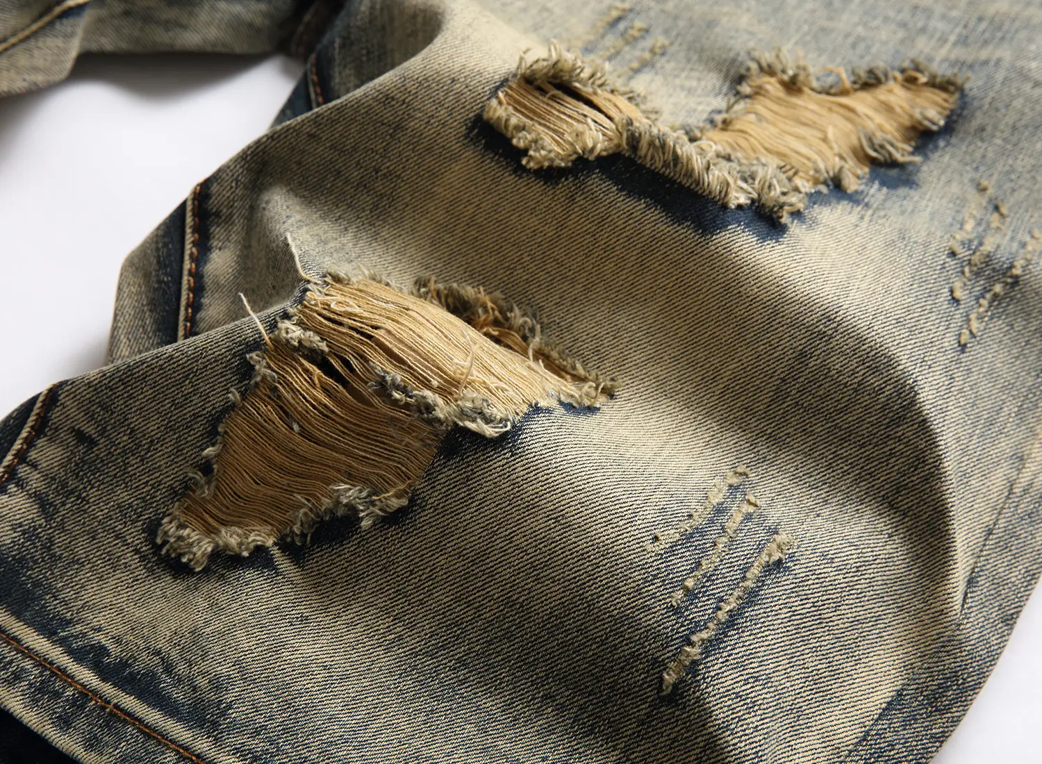 Men Denim Shorts with Multiple Hole Design — feature 4
