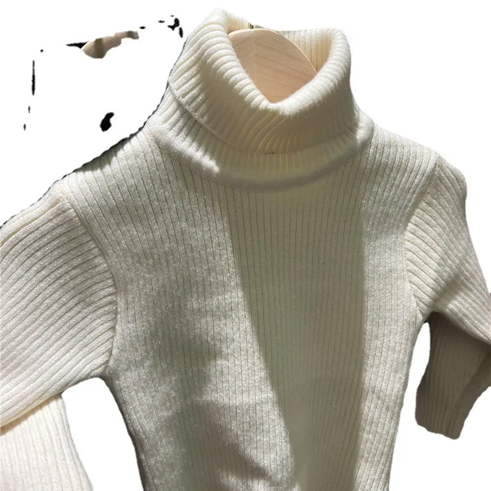White Velvet Turtleneck Sweater for Boys Girls