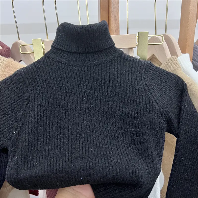 White Velvet Turtleneck Sweater for Boys Girls