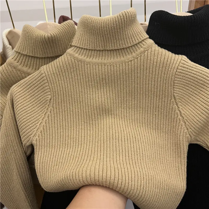 White Velvet Turtleneck Sweater for Boys Girls
