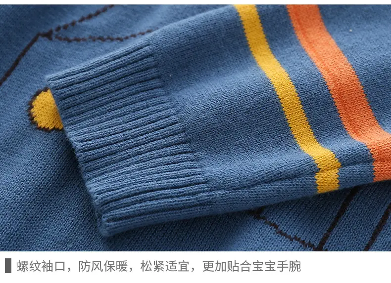 Kids Knitted V-Neck Top Blue with Bow & Cat Design — feature 12