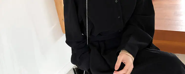 Black French Hepburn Style Long Dress for Women — feature 26