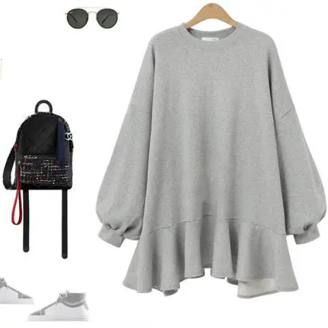 Grey Ruffled Sleeveless Women's Sweater Set with Backpack - Image 2