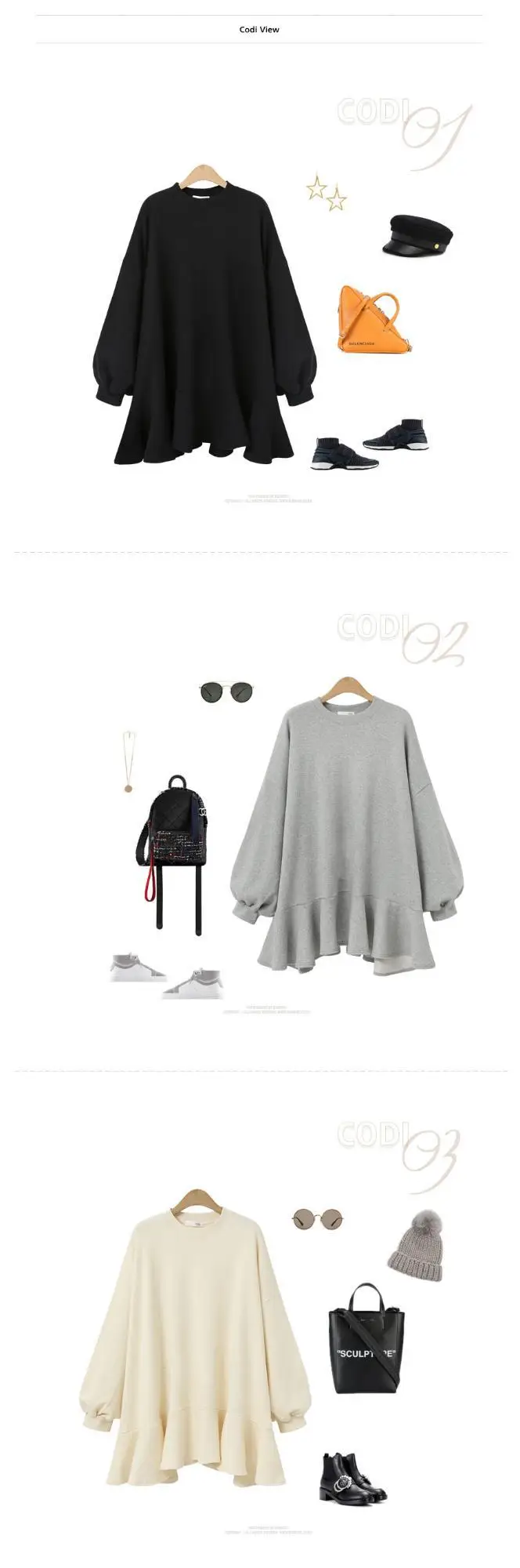 Grey Ruffled Sleeveless Women's Sweater Set with Backpack — feature 3