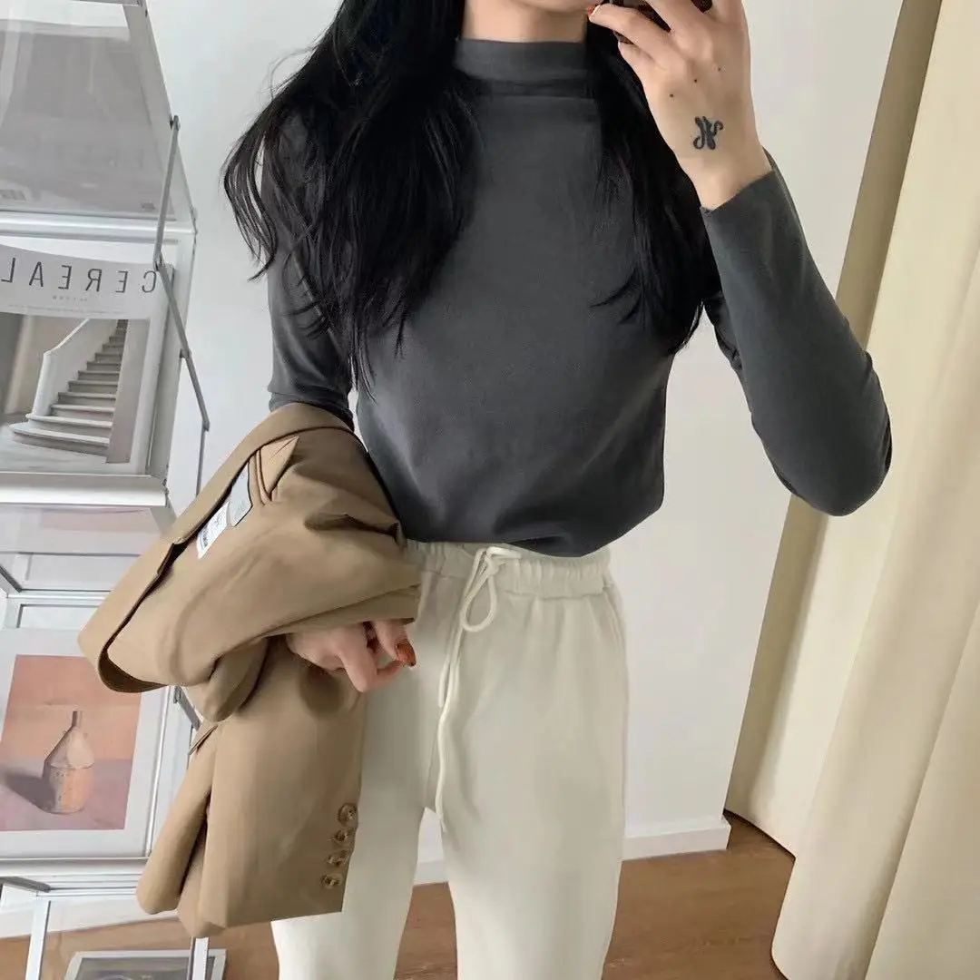 Women Velvet Turtleneck Bottoming Shirt 20 Colors Kapok Long Sleeve - Image 9