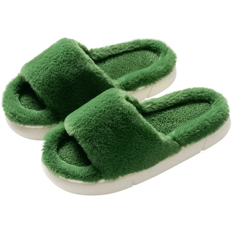 Women's Autumn and Winter Non-Slip Indoor Thick-Soled Home Slippers, Men's Winter Wholesale Fluffy Slippers
