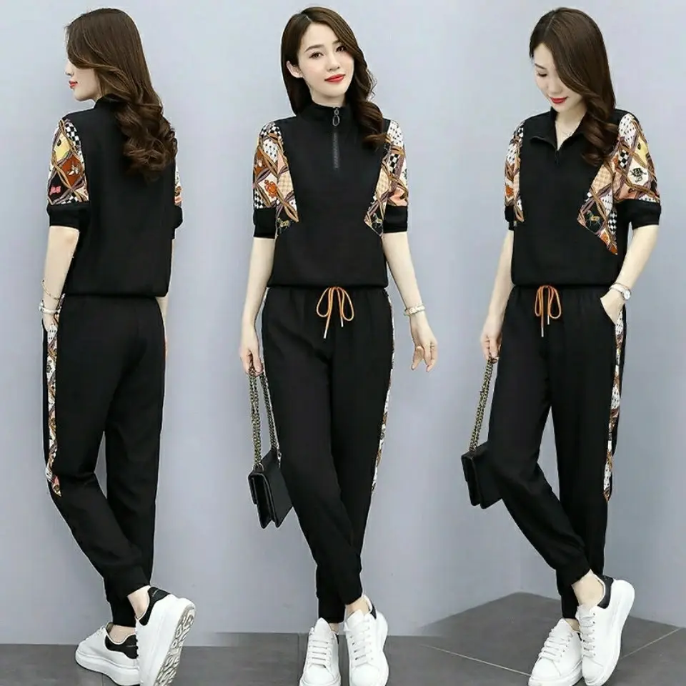 Women's White Printed Polo Pants Set Summer 2023 - Image 6