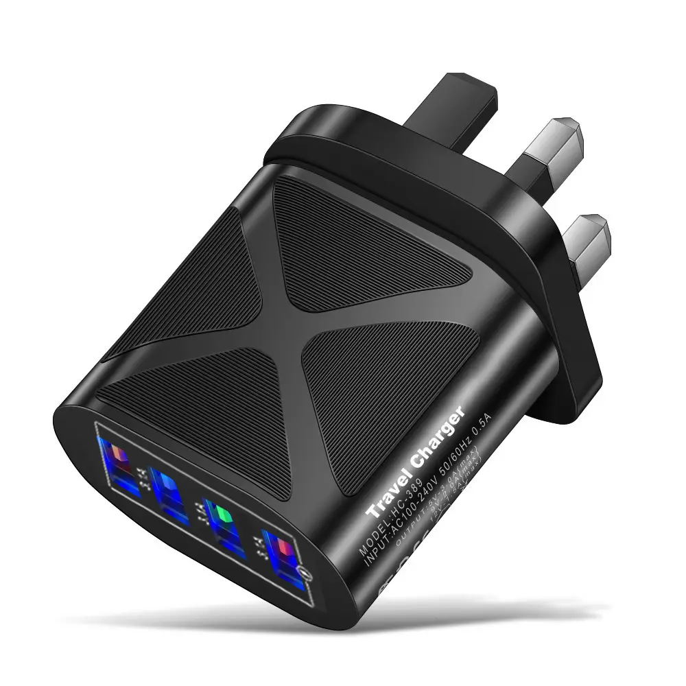 4 USB Travel Charger 3.1A Black
