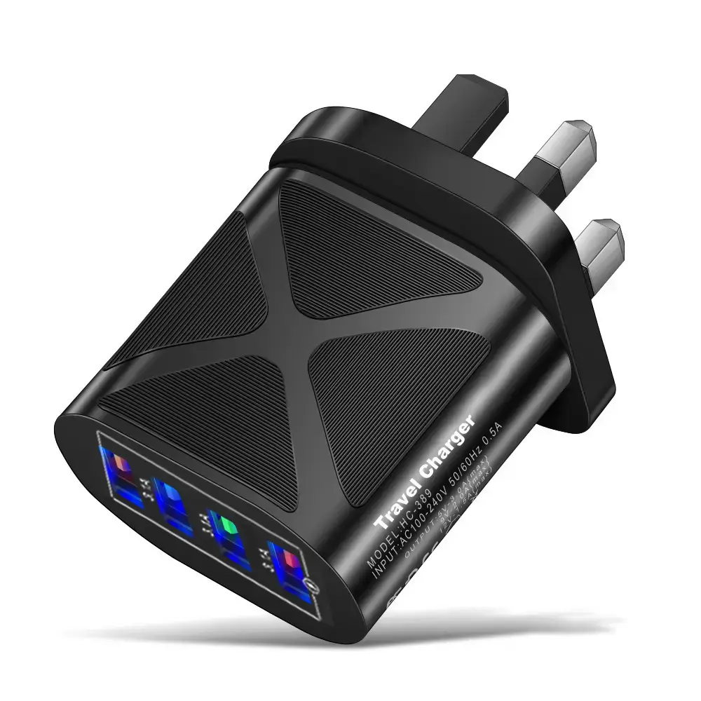 4 USB Travel Charger 3.1A Black - Image 4