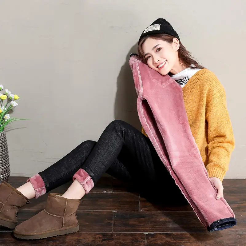 Women Fleece Lined Slimming Jeans Winter High Waist