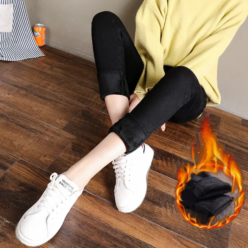 Women Fleece Lined Slimming Jeans Winter High Waist